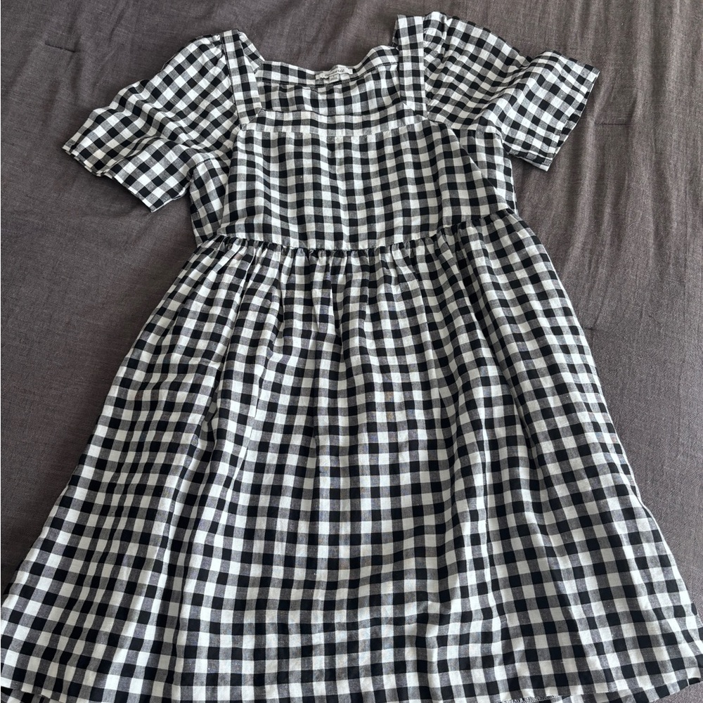 Madewell Black and White Puff Sleeve Sundress